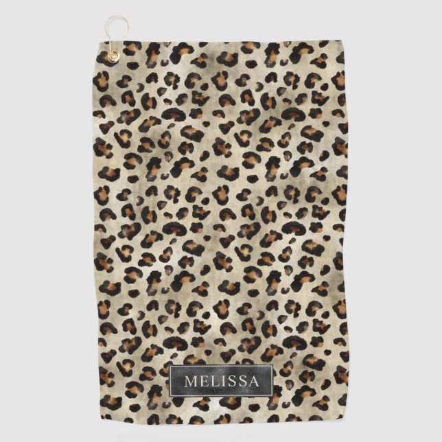 Serviette De Golf Impression d'animal léopard avec fausse feuille no (Devant)