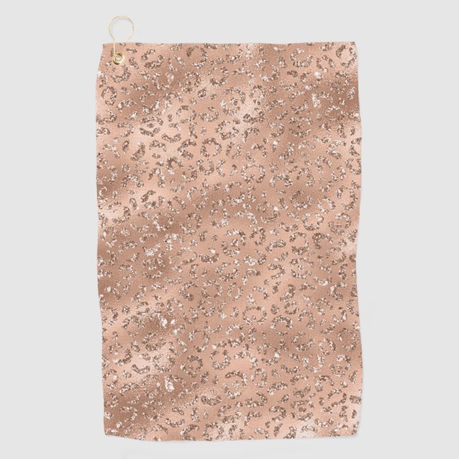 Serviette De Golf Impression de peau de léopard guépard noir animal (Devant)