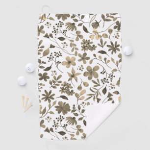 Serviette De Golf Impression florale vintage ton sépia