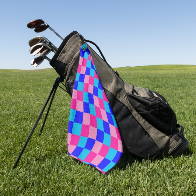 Serviette De Golf Imprimé à carreaux rose et bleu (Vert)