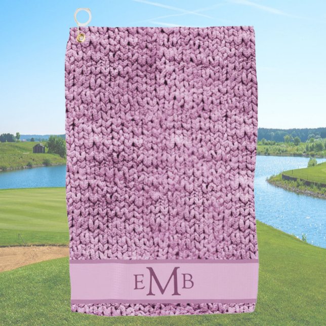 Serviette De Golf Imprimé Knit rose Conception Monogramme personnali (Créateur téléchargé)