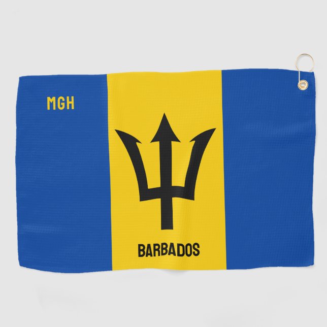 Serviette De Golf Indicateur Monogramme Barbade personnalisé (Horizontal)