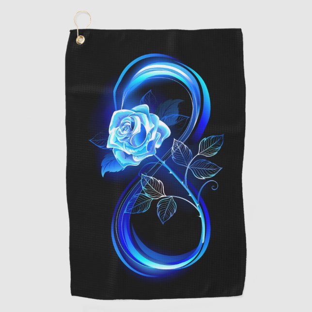 Serviette De Golf Infini lumineux avec rose bleue (Devant)