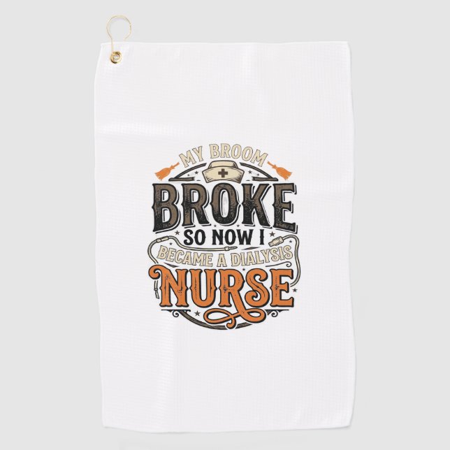 Serviette De Golf Infirmière de dialyse Halloween Balai Cassa Concep (Devant)