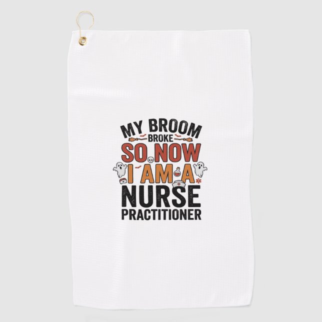 Serviette De Golf Infirmière de Halloween praticienne balai cassé vi (Devant)