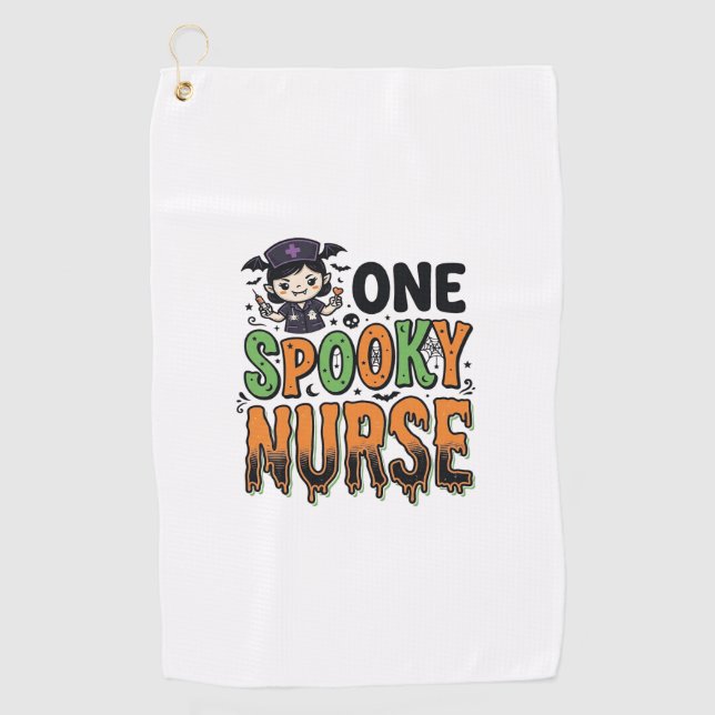 Serviette De Golf Infirmière effrayante Halloween Dessin de gravure  (Devant)
