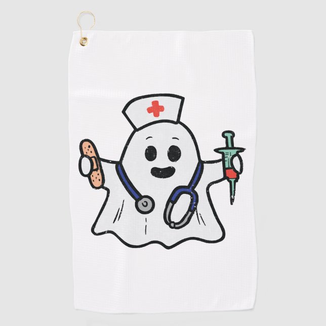 Serviette De Golf Infirmière Ghost Scrub Costume Halloween Pour Infi (Devant)