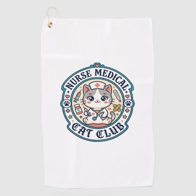 Serviette De Golf Infirmière médicale chat drôle conception amateur  (Devant)