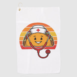 Serviette De Golf Infirmière Taco Rétro Gravure Vintage Design_1