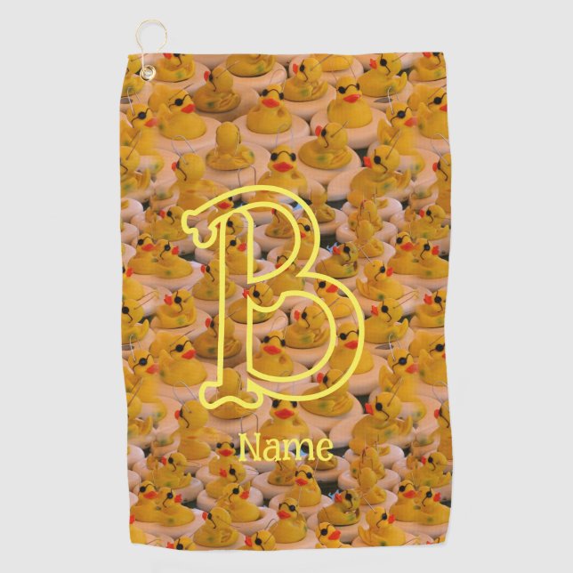 Serviette De Golf Initiale de monogramme personnalisé Nom Canards en (Devant)