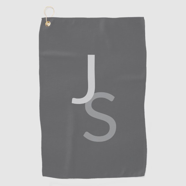 Serviette De Golf Initiales chevauchantes modernes monogrammées | Gr (Devant)