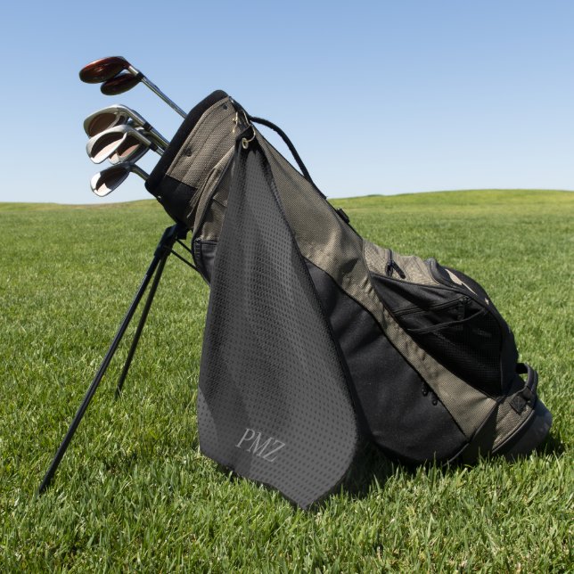 Serviette De Golf Initiales Géométriques Noir Élégant (Vert)