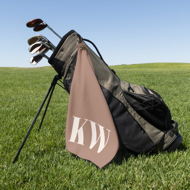 Serviette De Golf Initiales Monogramme Marron Mocha Moderne Personna (Vert)