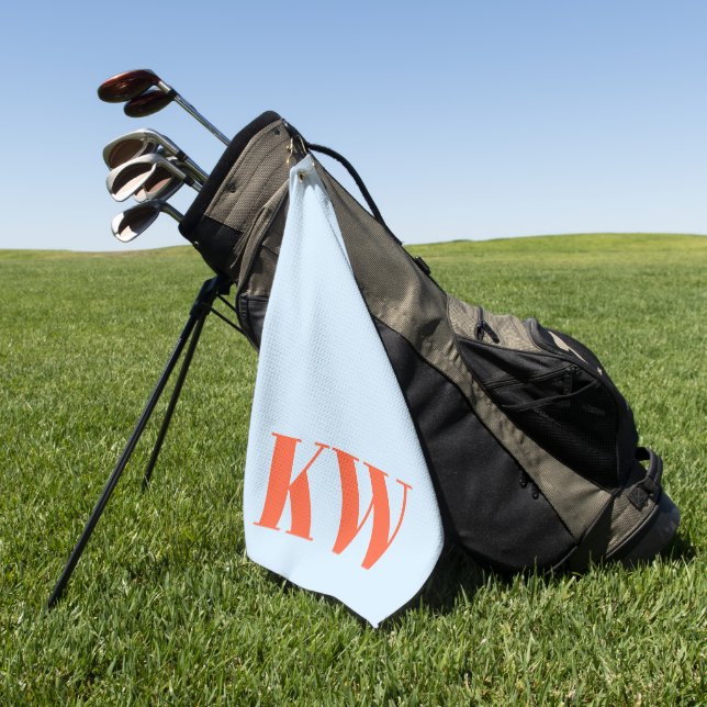 Serviette De Golf Initiales Monogramme Moderne Bleu Orange Personnal (Vert)