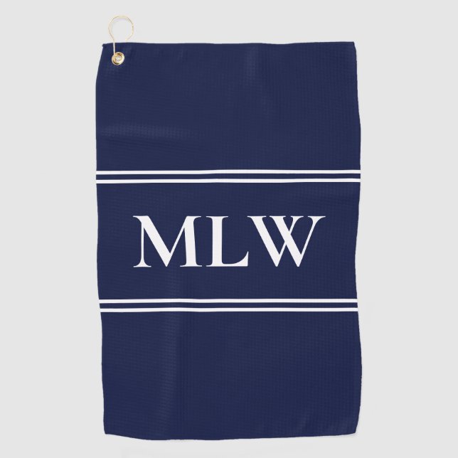 Serviette De Golf Initiales Monogramme Traditionnelles Bleu Minuit B (Devant)