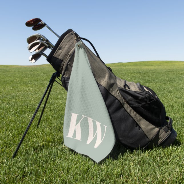 Serviette De Golf Initiales Monogramme Vert Sauge Moderne Personnali (Vert)