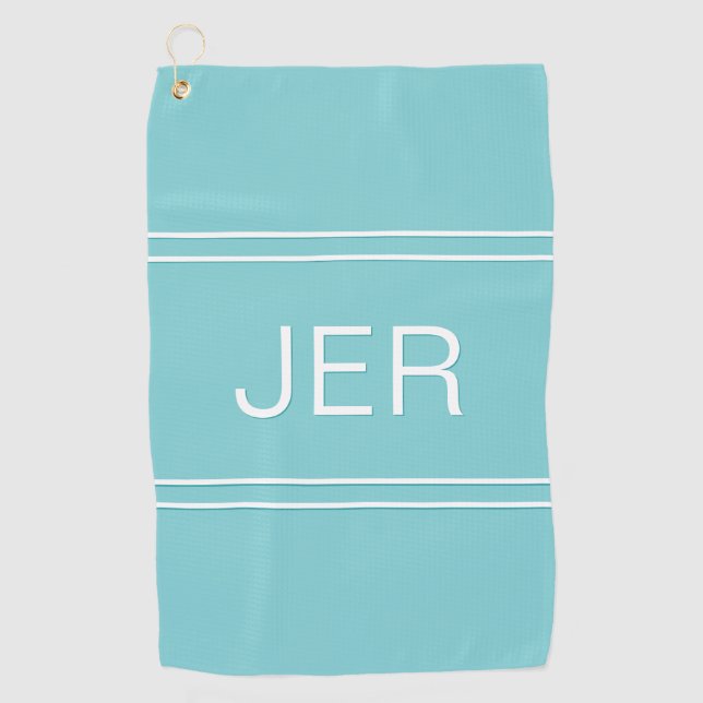 Serviette De Golf Initiales Monogrammes Golfer Modernes Design Turqu (Devant)