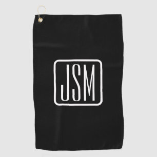 Serviette De Golf Initiales monogrammes modernes Noir & Blanc