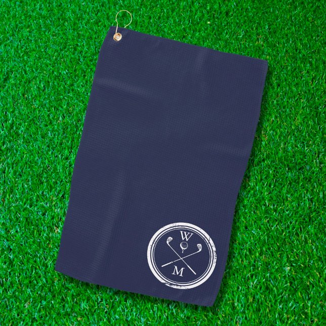Serviette De Golf Initiales monographiques personnalisées Marine Ble (Créateur téléchargé)