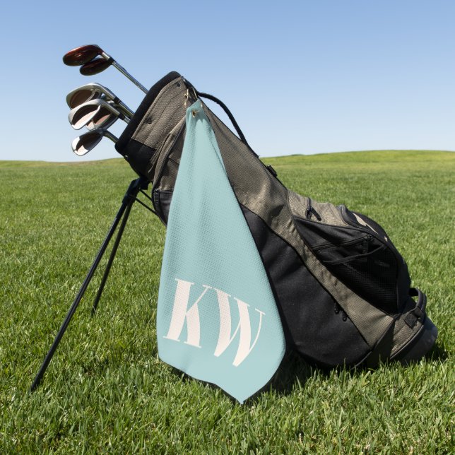Serviette De Golf Initiales personnalisées bleu aqua moderne (Vert)