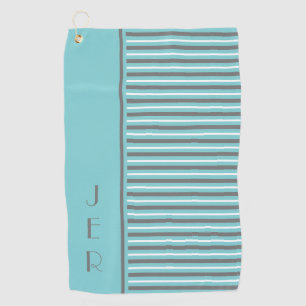 Serviette De Golf Initiales personnalisées Golf   Gris et turquoise