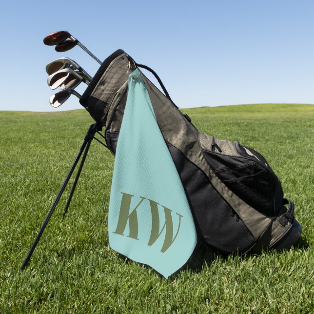 Serviette De Golf Initiales personnalisées Monogramme Bleu Vert Mode (Vert)