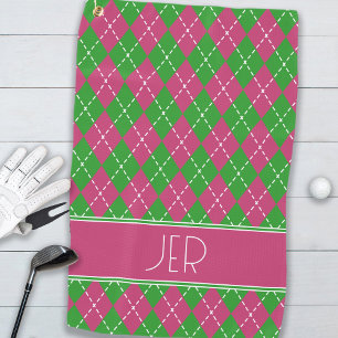 Serviette De Golf Initiales personnalisées Monogrammes couleur rose