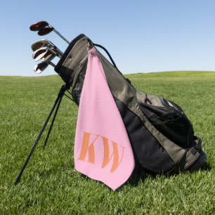 Serviette De Golf Initiales personnalisées rose orange modernes