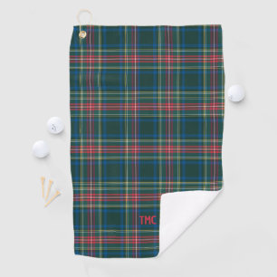 Serviette De Golf Initiales Plaid Tartan Classique Preppy Chic intem
