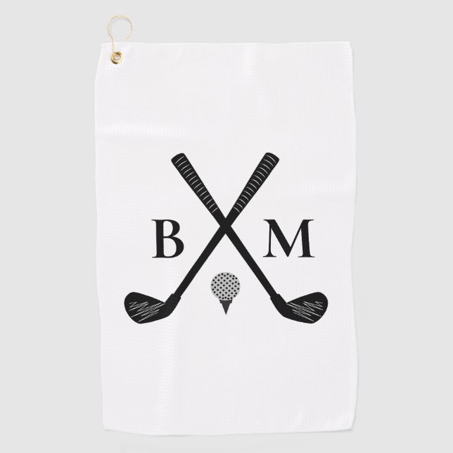 Serviette De Golf Initiales sur mesure Clubs de golf monogrammes Mod (Devant)
