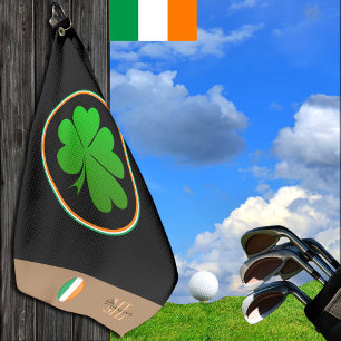 Serviette De Golf Irish Flag, Lucky Clover monogram, Golfing Irlande