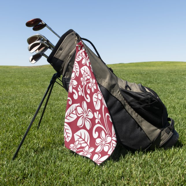 Serviette De Golf ISLAND PLUMERIA (CARDINAL RED) Golf Towne (Vert)
