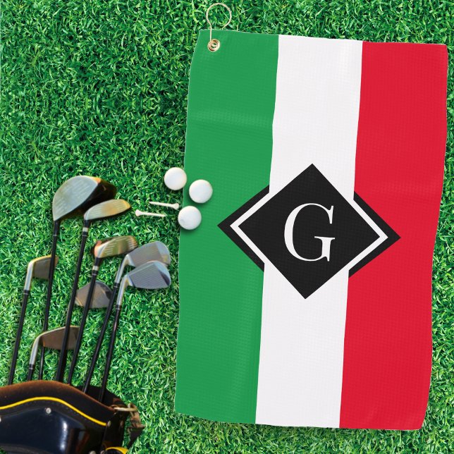 Serviette De Golf Italie Drapeau italien Rouge Blanc Vert Italia Ini (Italy Italian Flag Red White Green Italia Initial Golf Towel)