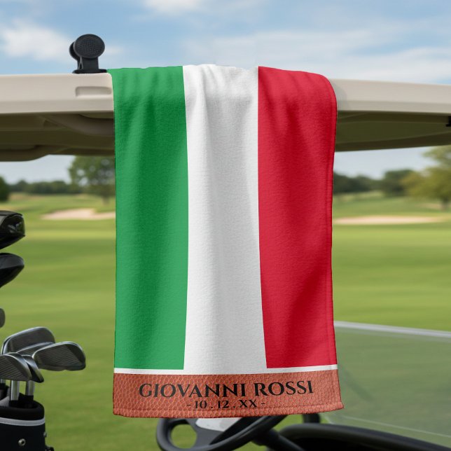 Serviette De Golf Italie Drapeau italien Rouge Blanc Vert Nom (Créateur téléchargé)