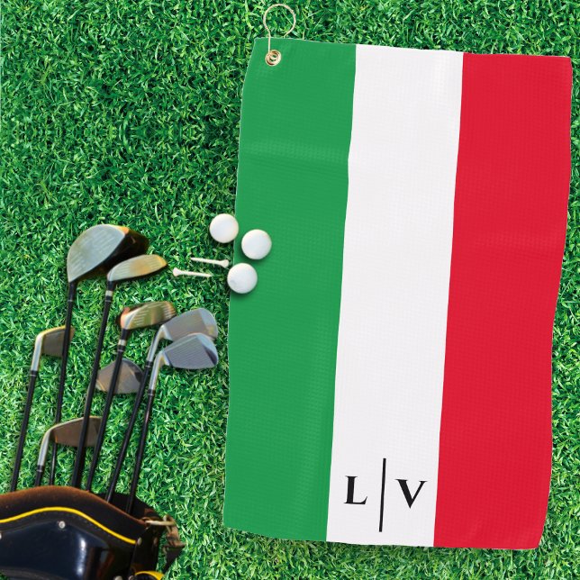 Serviette De Golf Italie Drapeau italien Rouge Blanc Vert Nom Initia (Italy Italian Flag Red White Green Name Initials Golf Towel)