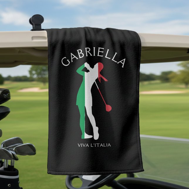 Serviette De Golf Italie Viva l'Italia Drapeau Italien Femme Nom du  (Italy Viva l'Italia Italian Flag Woman Golfer Name Golf Towel
)