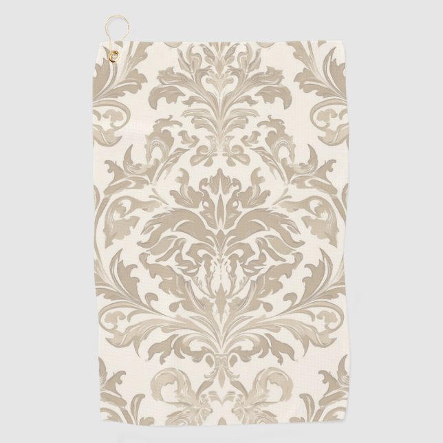 Serviette De Golf Ivoire Élégance Baroque Damassé Classique Antique (Devant)