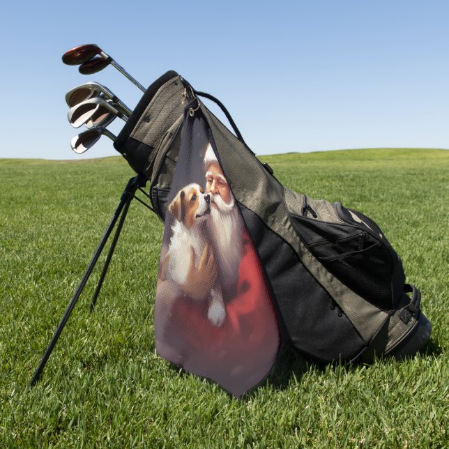 Serviette De Golf Jack Russell Avec Noël Festif Du Père Noël (Vert)