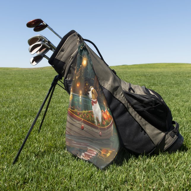 Serviette De Golf Jack Russell Christmas Festive Voyage (Vert)