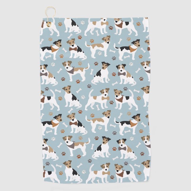 Serviette De Golf Jack Russell Terrier Patrouilles et os (Devant)