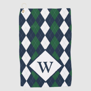 Serviette De Golf Jacquard bleu et vert Monogramme