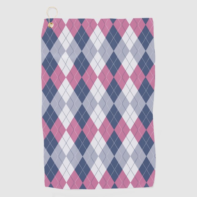 Serviette De Golf Jacquard en ardoise bleue rose et marine (Devant)