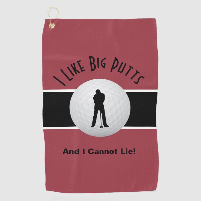Serviette De Golf J'Aime Big Putts Golf Humour Funny Red Black (Devant)