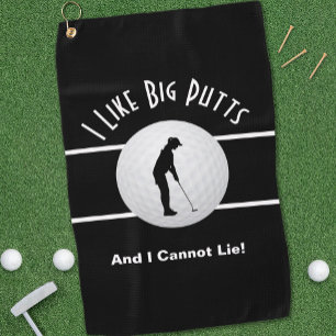 Serviette De Golf J'Aime Big Putts Lady Golfer Funny Black & White