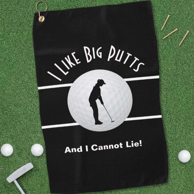 Serviette De Golf J'Aime Big Putts Lady Golfer Funny Black & White (I Like Big Putts Lady Golfer Funny Black & White Golf Towel)
