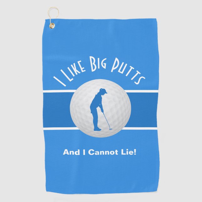 Serviette De Golf J'Aime Big Putts Lady Golfer Funny Trendy Blue (Devant)