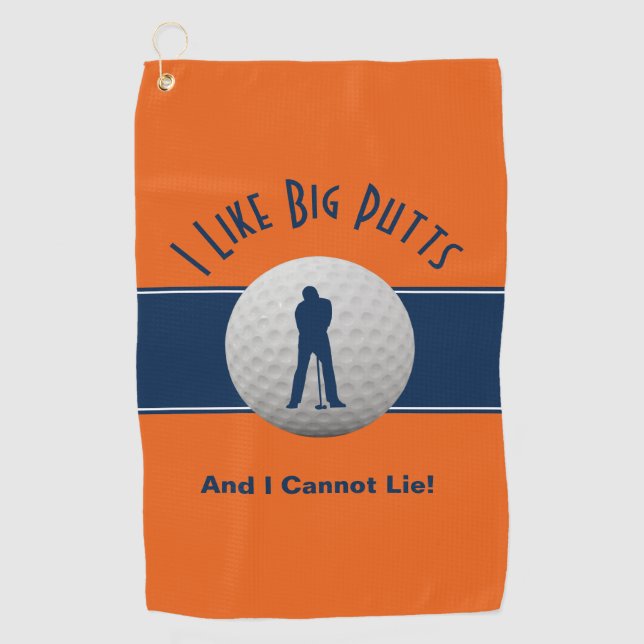 Serviette De Golf J'aime les Longs Putt Golf Humour Amusant Orange B (Devant)