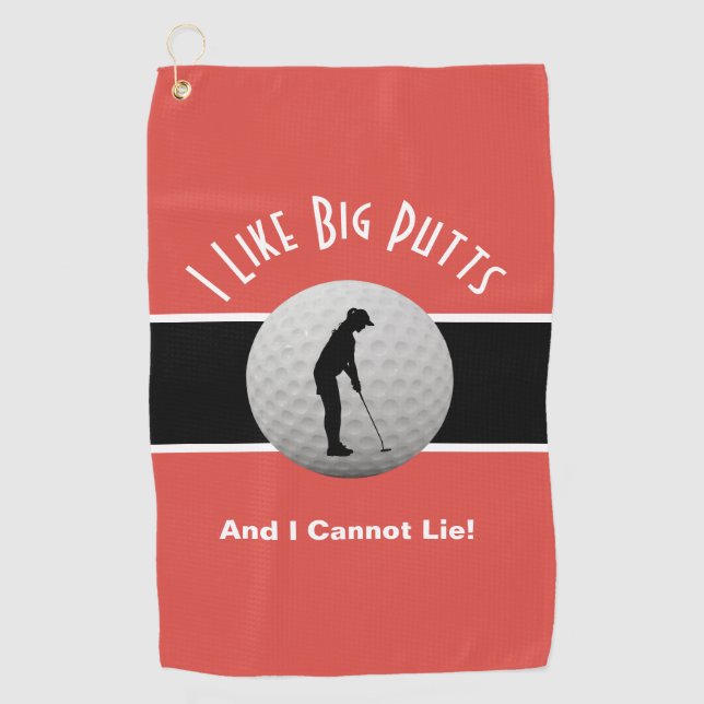 Serviette De Golf J'aime les longs putts Golf humour amusant noir ro (Devant)