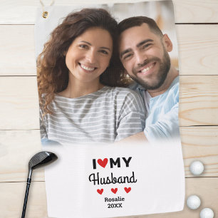 Serviette De Golf J'aime mon mari Photo Fun Golfeur Moderne Personna