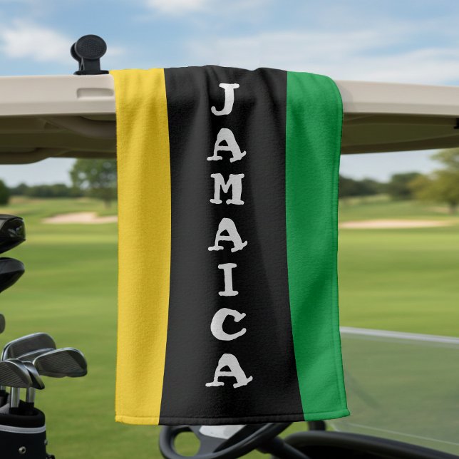 Serviette De Golf Jamaïque Couleurs Vert Or Noir Jamaïcain (Créateur téléchargé)